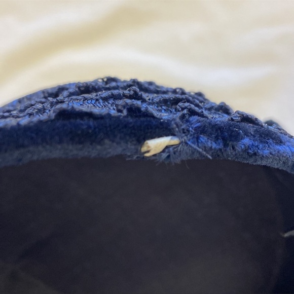 Vintage‎ Navy Blue Hat Tiered Straw Ruffles w/Felt Detail Church-Art Women’s - Picture 10 of 14